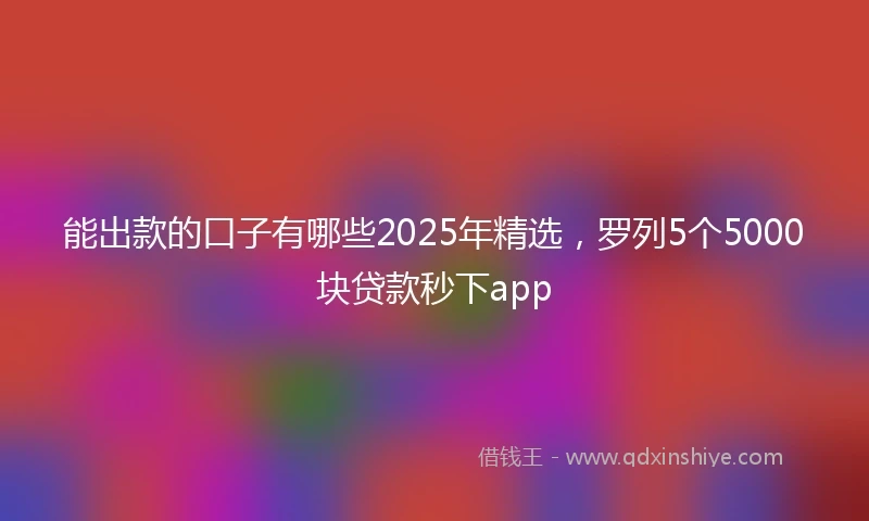 能出款的口子有哪些2025年精选，罗列5个5000块贷款秒下app
