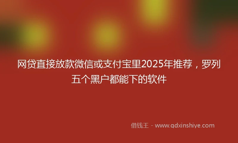 网贷直接放款微信或支付宝里2025年推荐，罗列五个黑户都能下的软件