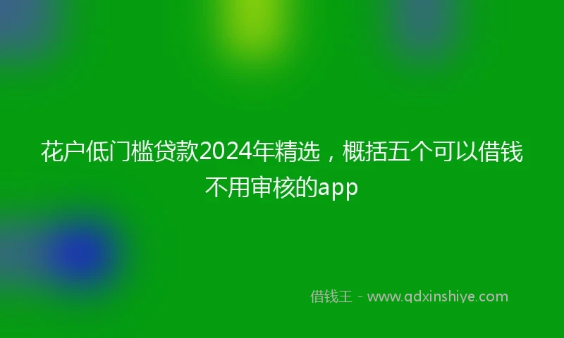 花户低门槛贷款2024年精选，概括五个可以借钱不用审核的app