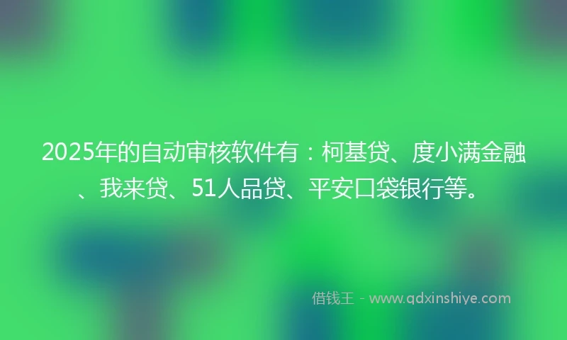 2025年的自动审核软件有：柯基贷、度小满金融、我来贷、51人品贷、平安口袋银行等。