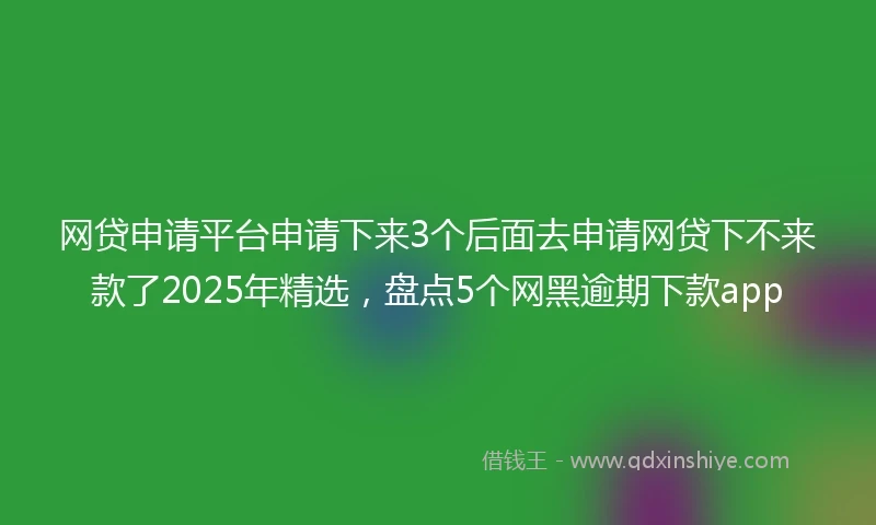 网贷申请平台申请下来3个后面去申请网贷下不来款了2025年精选，盘点5个网黑逾期下款app