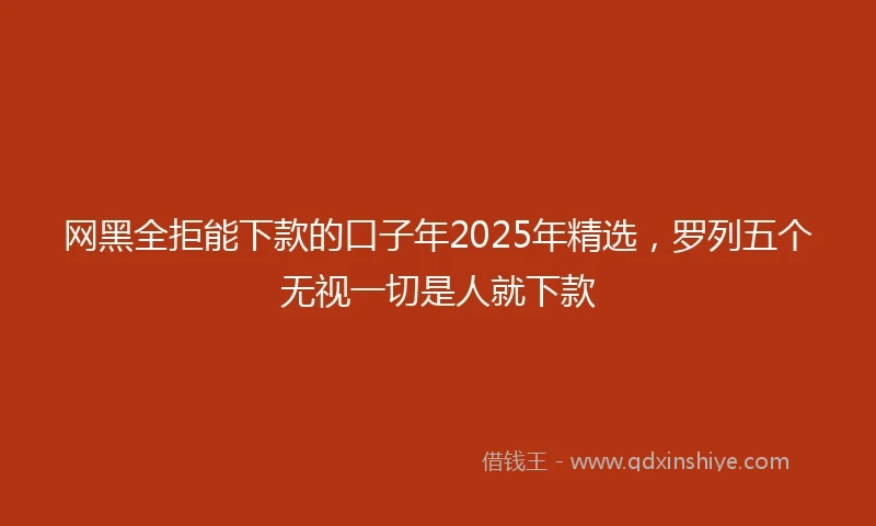 网黑全拒能下款的口子年2025年精选，罗列五个无视一切是人就下款