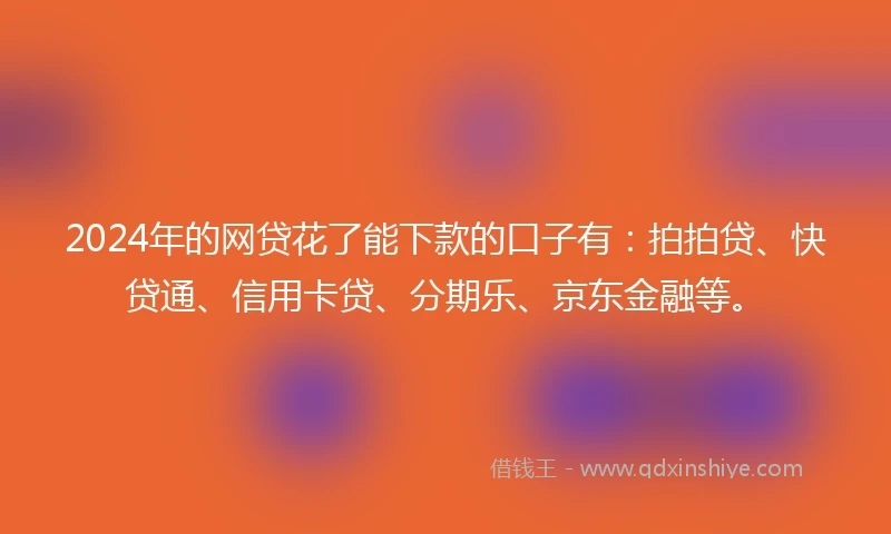 2024年的网贷花了能下款的口子有：拍拍贷、快贷通、信用卡贷、分期乐、京东金融等。