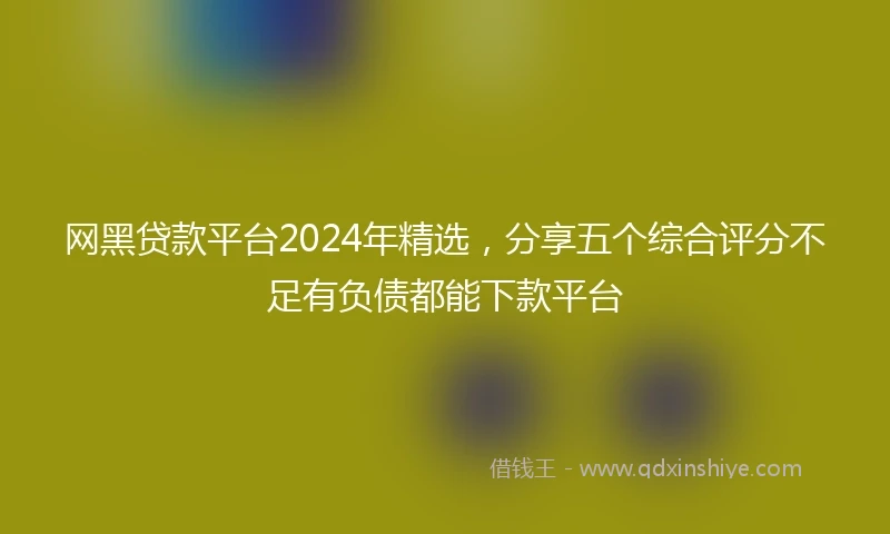 网黑贷款平台2024年精选，分享五个综合评分不足有负债都能下款平台