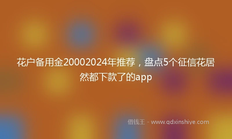 花户备用金20002024年推荐，盘点5个征信花居然都下款了的app