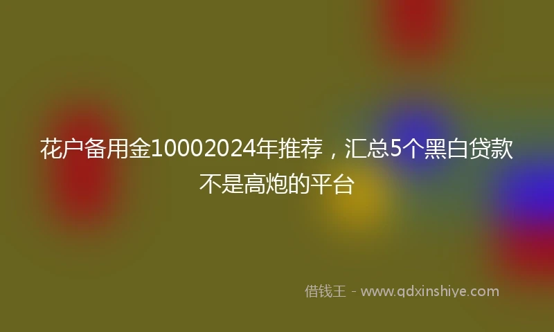花户备用金10002024年推荐，汇总5个黑白贷款不是高炮的平台