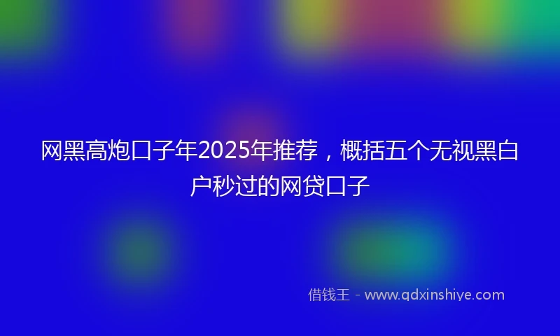 网黑高炮口子年2025年推荐，概括五个无视黑白户秒过的网贷口子