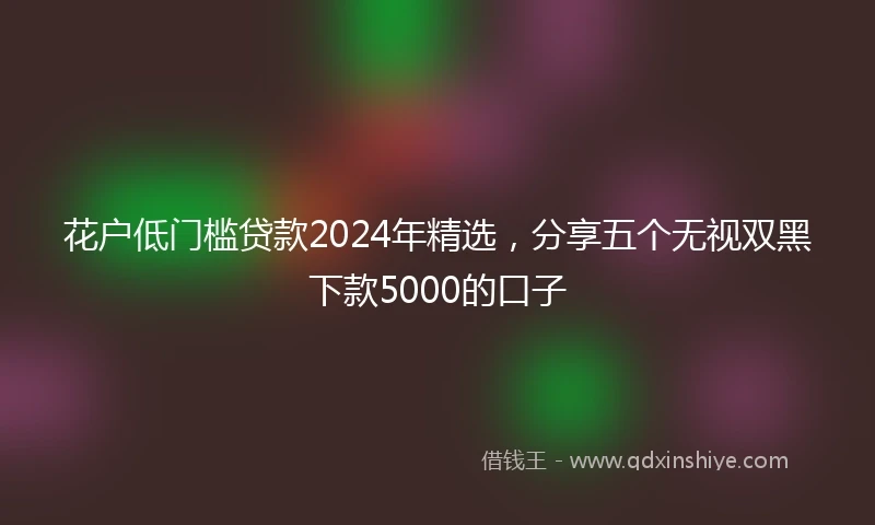 花户低门槛贷款2024年精选，分享五个无视双黑下款5000的口子