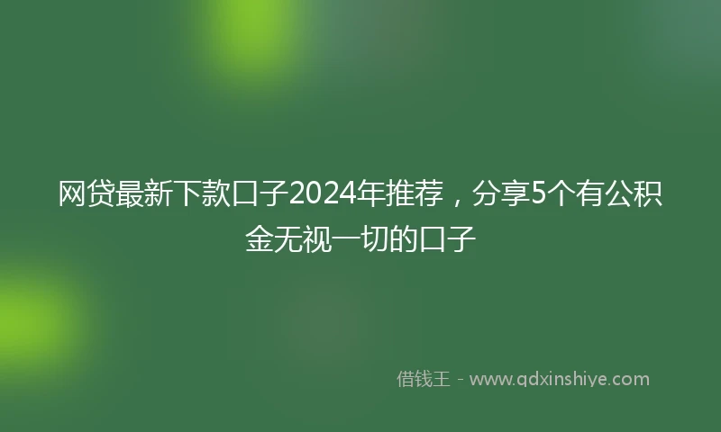 网贷最新下款口子2024年推荐，分享5个有公积金无视一切的口子