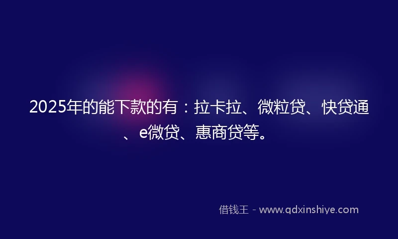 2025年的能下款的有：拉卡拉、微粒贷、快贷通、e微贷、惠商贷等。
