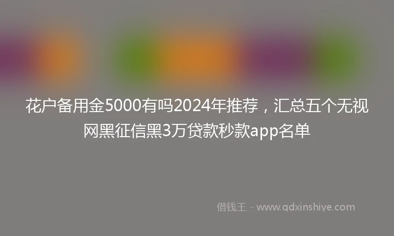 花户备用金5000有吗2024年推荐，汇总五个无视网黑征信黑3万贷款秒款app名单