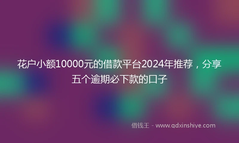 花户小额10000元的借款平台2024年推荐，分享五个逾期必下款的口子
