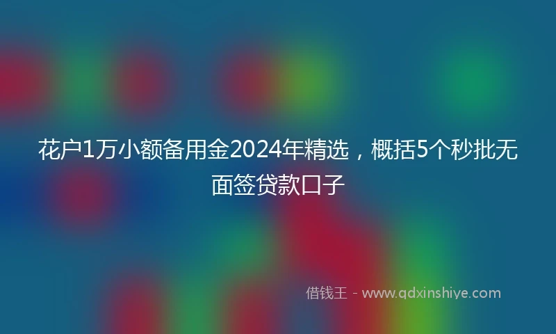 花户1万小额备用金2024年精选，概括5个秒批无面签贷款口子
