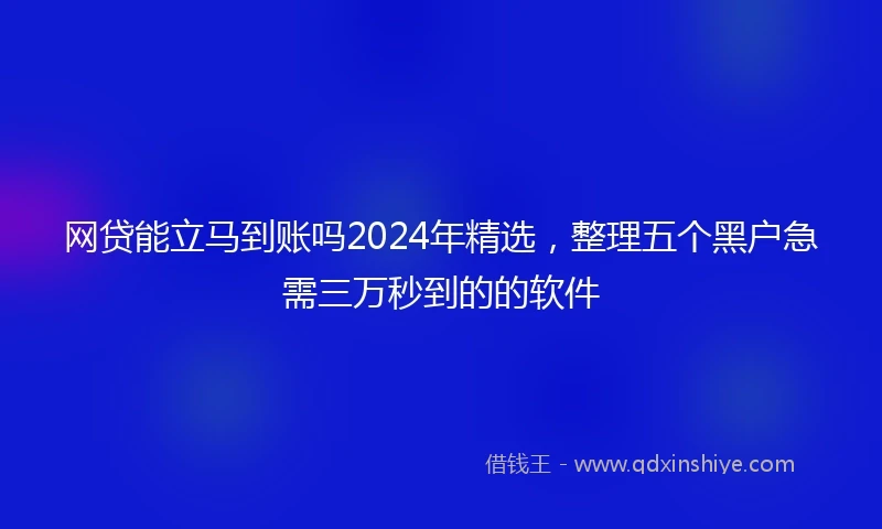 网贷能立马到账吗2024年精选，整理五个黑户急需三万秒到的的软件