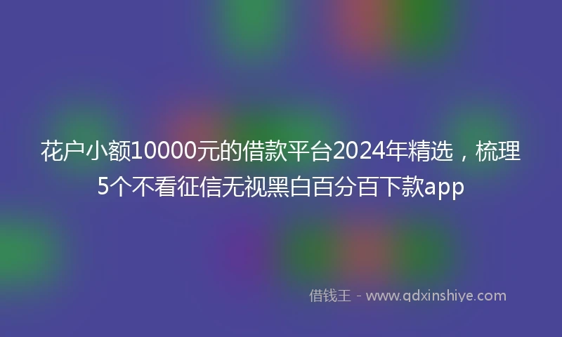 花户小额10000元的借款平台2024年精选，梳理5个不看征信无视黑白百分百下款app