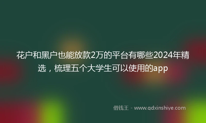 花户和黑户也能放款2万的平台有哪些2024年精选，梳理五个大学生可以使用的app
