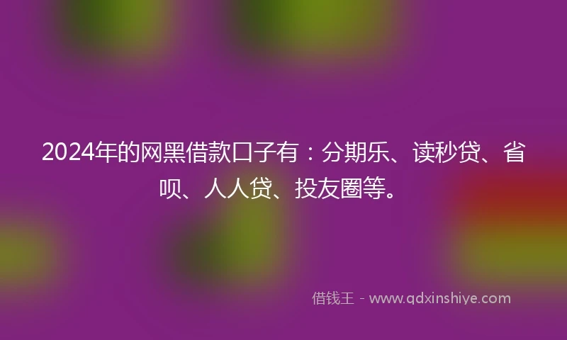 2024年的网黑借款口子有：分期乐、读秒贷、省呗、人人贷、投友圈等。