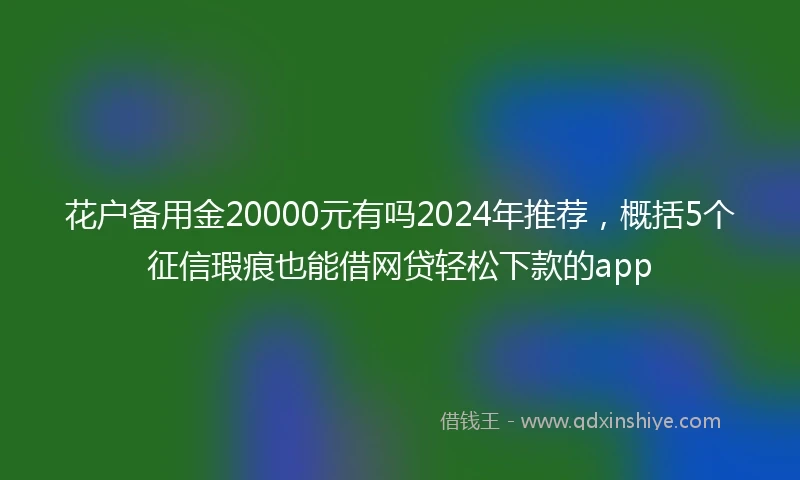 花户备用金20000元有吗2024年推荐，概括5个征信瑕疵也能借网贷轻松下款的app