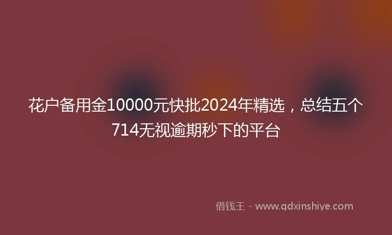 花户备用金10000元快批2024年精选，总结五个714无视逾期秒下的平台