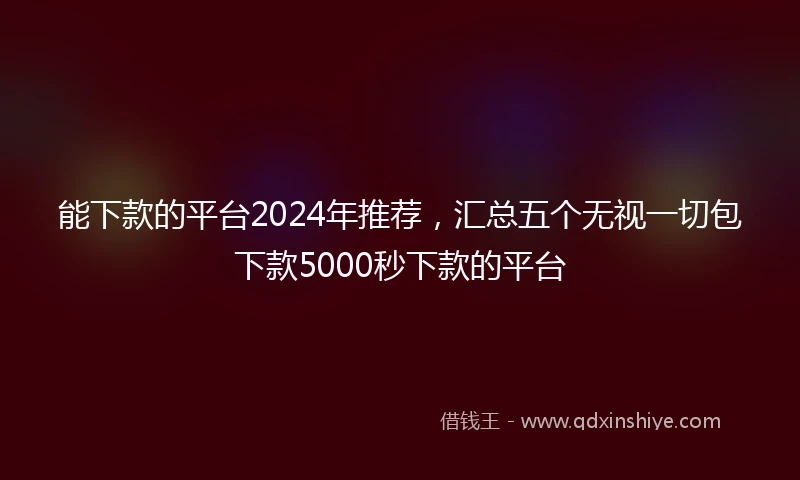 能下款的平台2024年推荐，汇总五个无视一切包下款5000秒下款的平台