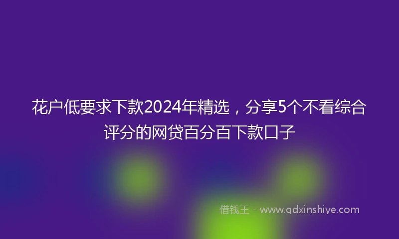 花户低要求下款2024年精选，分享5个不看综合评分的网贷百分百下款口子