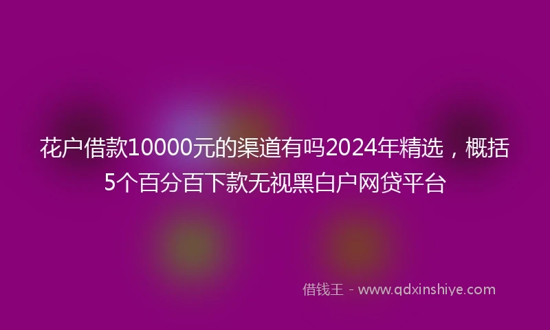 花户借款10000元的渠道有吗2024年精选，概括5个百分百下款无视黑白户网贷平台
