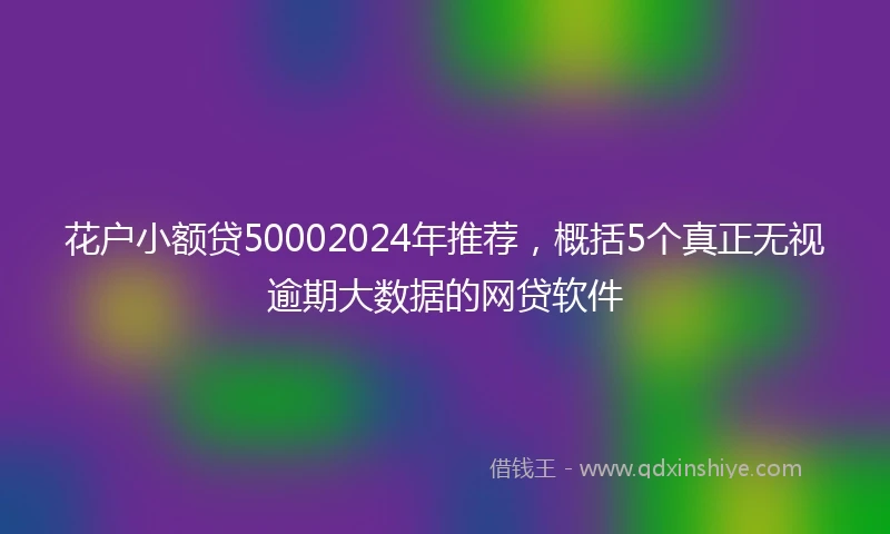 花户小额贷50002024年推荐，概括5个真正无视逾期大数据的网贷软件
