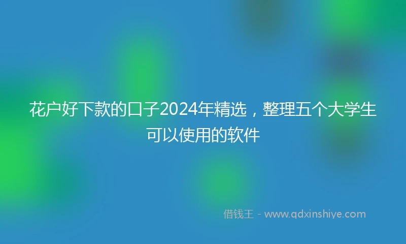 花户好下款的口子2024年精选，整理五个大学生可以使用的软件