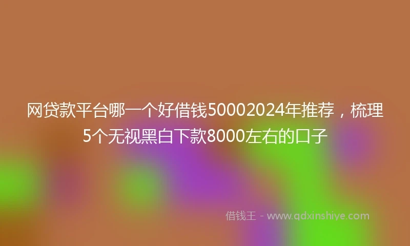 网贷款平台哪一个好借钱50002024年推荐，梳理5个无视黑白下款8000左右的口子