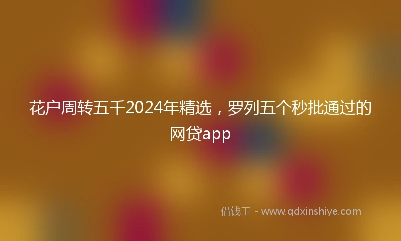 花户周转五千2024年精选,罗列五个秒批通过的网贷app