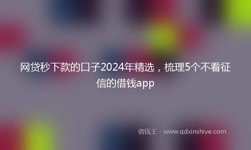网贷秒下款的口子2024年精选，梳理5个不看征信的借钱app