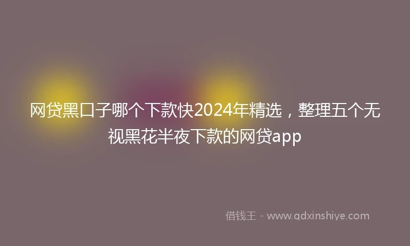 网贷黑口子哪个下款快2024年精选，整理五个无视黑花半夜下款的网贷app