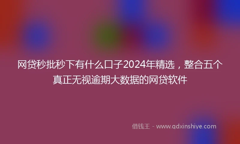 网贷秒批秒下有什么口子2024年精选，整合五个真正无视逾期大数据的网贷软件