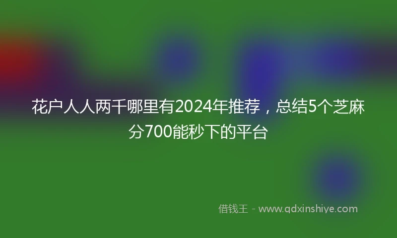 花户人人两千哪里有2024年推荐，总结5个芝麻分700能秒下的平台