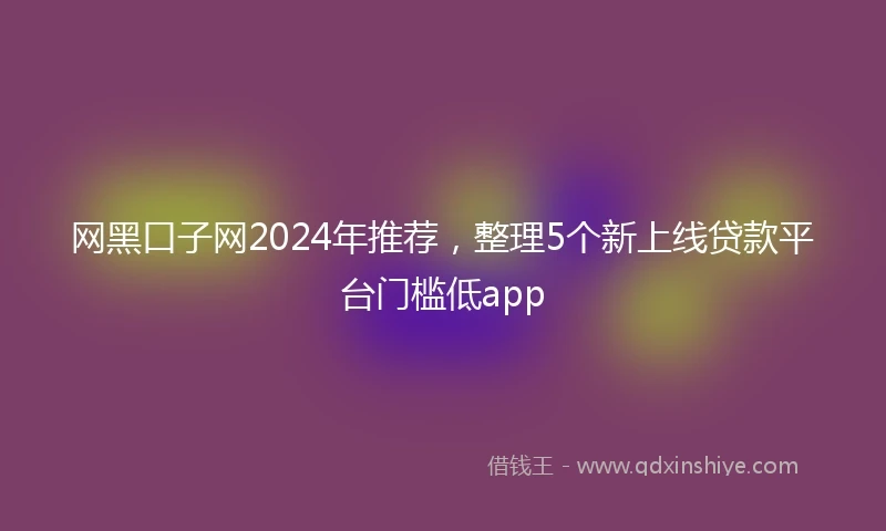 网黑口子网2024年推荐，整理5个新上线贷款平台门槛低app