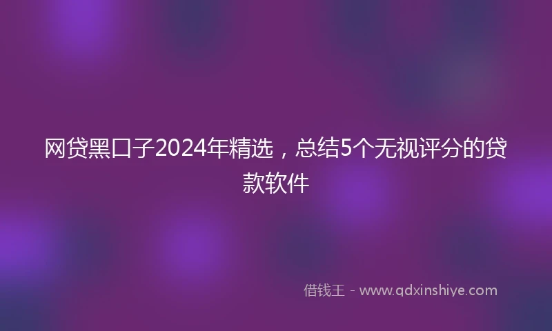 网贷黑口子2024年精选，总结5个无视评分的贷款软件