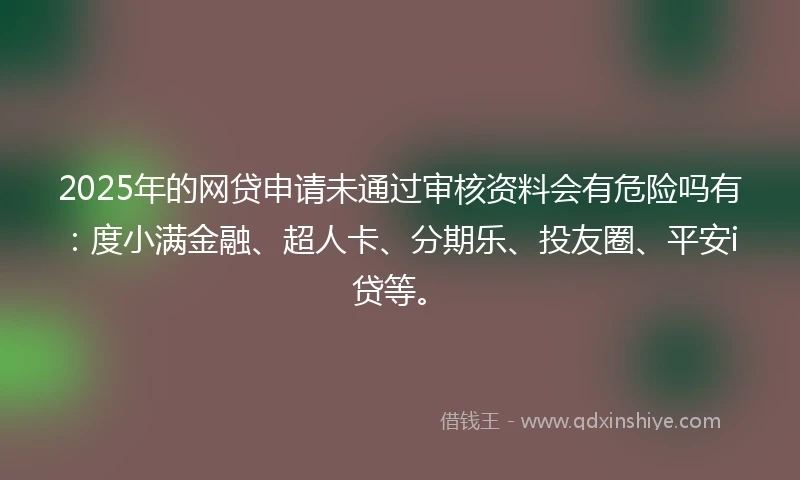 2025年的网贷申请未通过审核资料会有危险吗有：度小满金融、超人卡、分期乐、投友圈、平安i贷等。