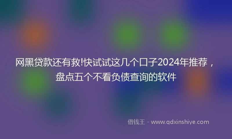网黑贷款还有救!快试试这几个口子2024年推荐，盘点五个不看负债查询的软件