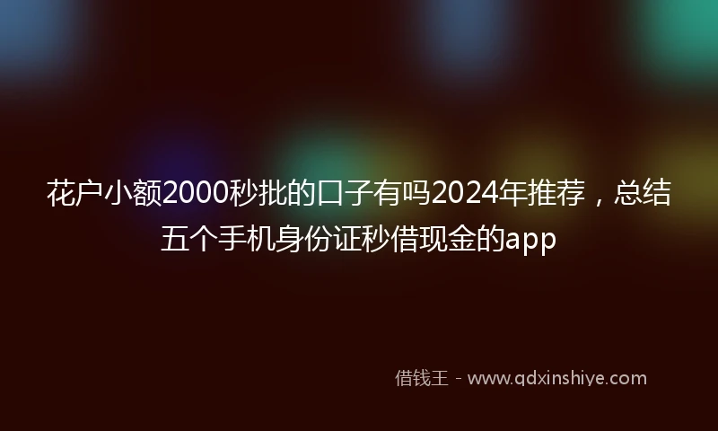 花户小额2000秒批的口子有吗2024年推荐，总结五个手机身份证秒借现金的app