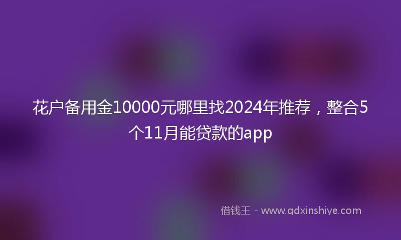 花户备用金10000元哪里找2024年推荐，整合5个11月能贷款的app