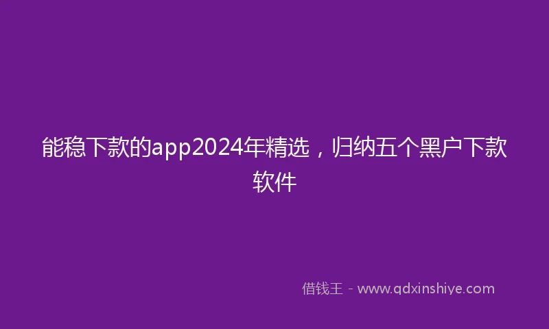 能稳下款的app2024年精选，归纳五个黑户下款软件