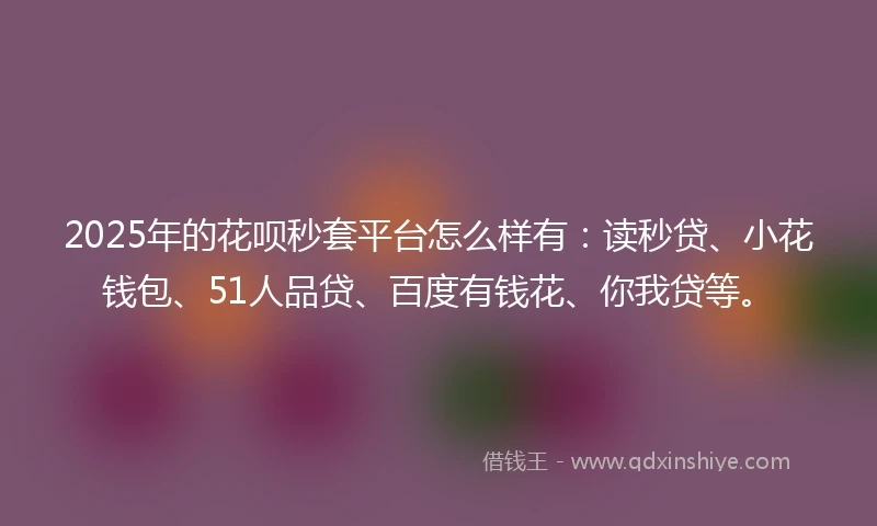 2025年的花呗秒套平台怎么样有：读秒贷、小花钱包、51人品贷、百度有钱花、你我贷等。