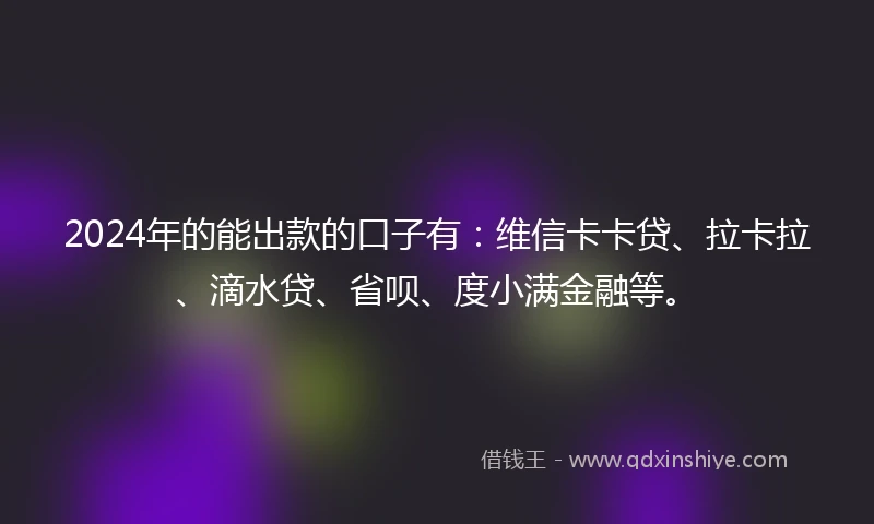 2024年的能出款的口子有：维信卡卡贷、拉卡拉、滴水贷、省呗、度小满金融等。