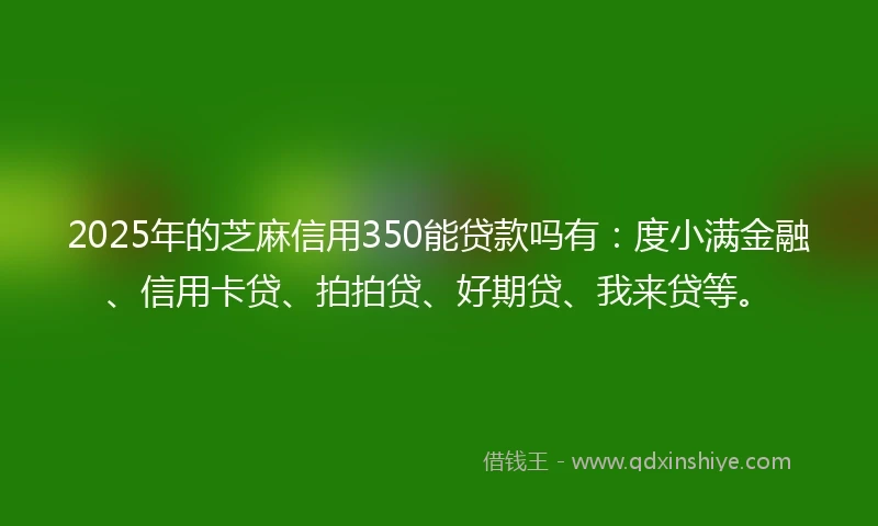 2025年的芝麻信用350能贷款吗有：度小满金融、信用卡贷、拍拍贷、好期贷、我来贷等。