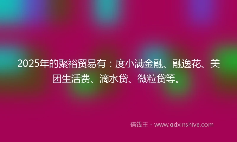 2025年的聚裕贸易有：度小满金融、融逸花、美团生活费、滴水贷、微粒贷等。