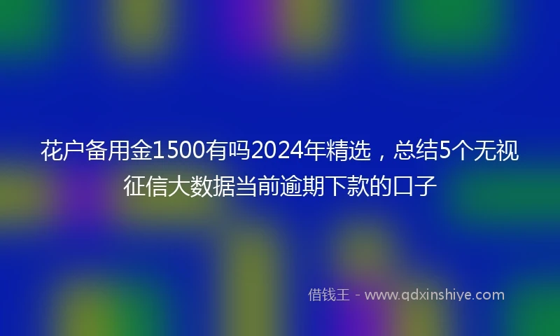 花户备用金1500有吗2024年精选，总结5个无视征信大数据当前逾期下款的口子