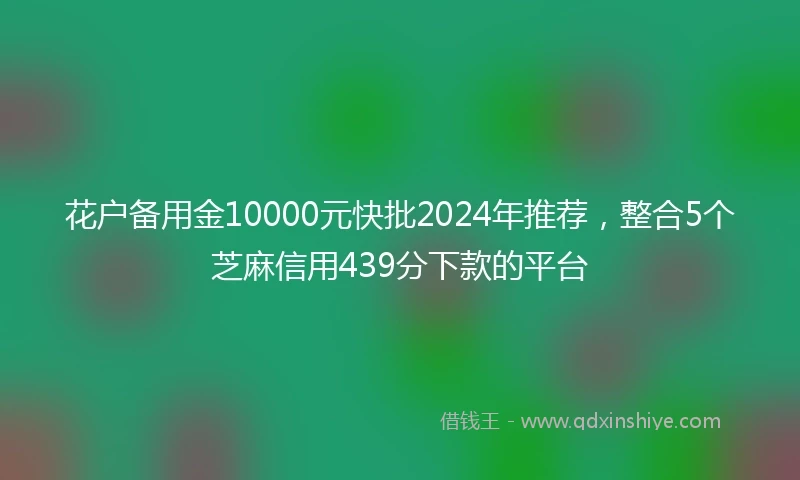 花户备用金10000元快批2024年推荐，整合5个芝麻信用439分下款的平台