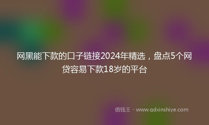 网黑能下款的口子链接2024年精选，盘点5个网贷容易下款18岁的平台