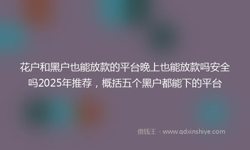 花户和黑户也能放款的平台晚上也能放款吗安全吗2025年推荐，概括五个黑户都能下的平台