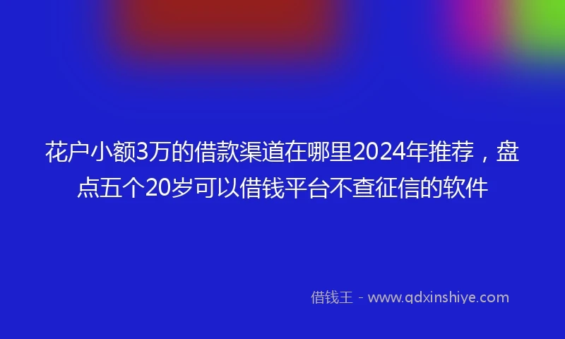 花户小额3万的借款渠道在哪里2024年推荐，盘点五个20岁可以借钱平台不查征信的软件
